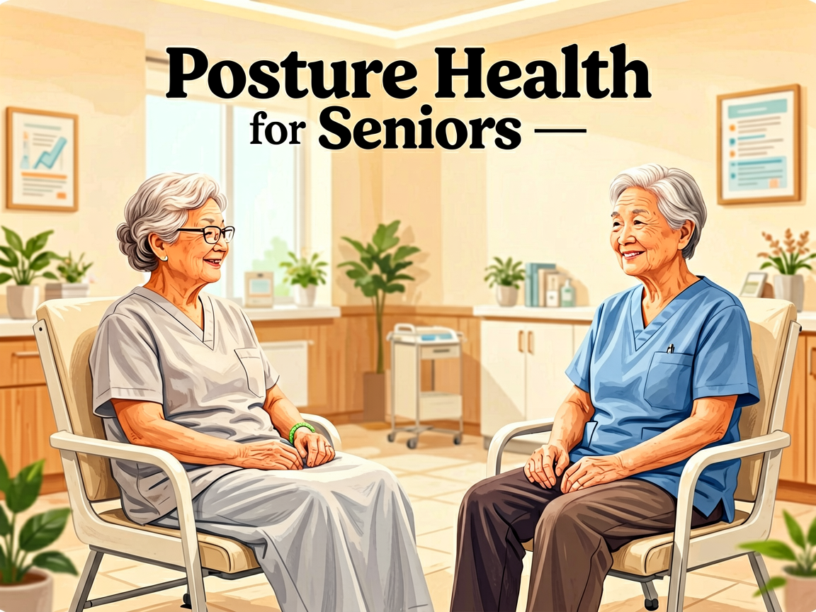 Senior health guide about Posture Health for - medical illustration