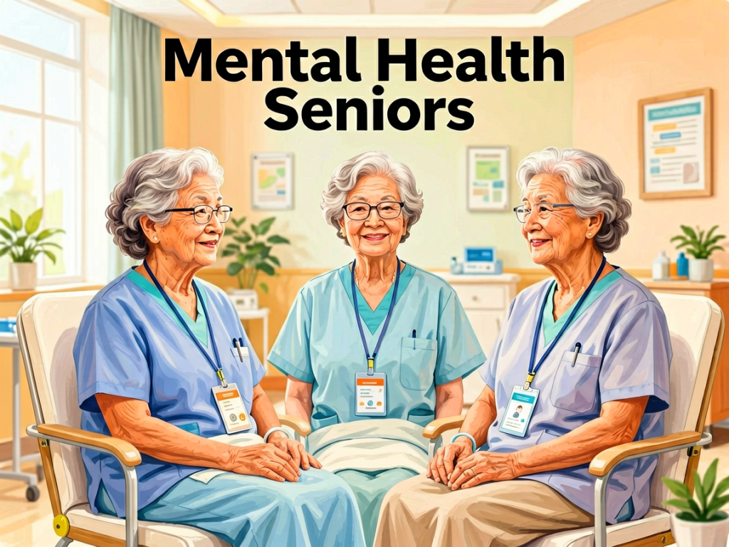 Senior health guide about Mental Health for - medical illustration