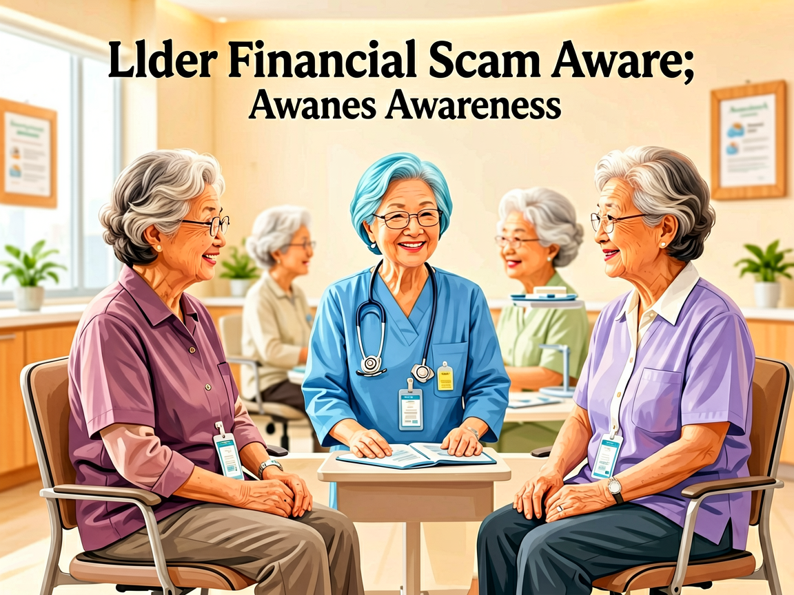 Senior health guide about Elder Financial Scam - medical illustration