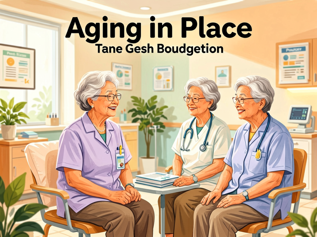 Senior health guide about Aging in Place - medical illustration
