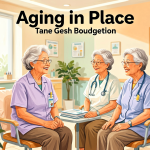 Senior health guide about Aging in Place - medical illustration