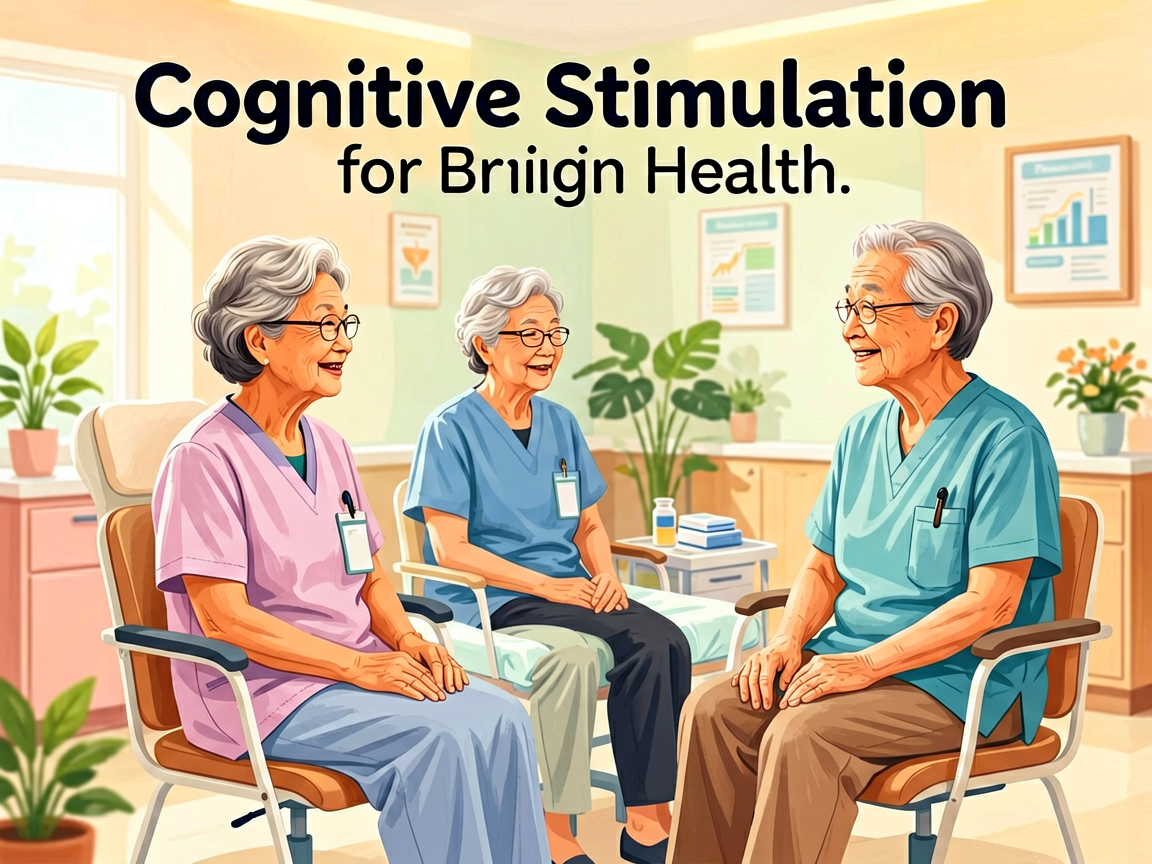 Senior health guide about Cognitive Stimulation for - medical illustration