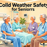 Senior health guide about Cold Weather Safety - medical illustration