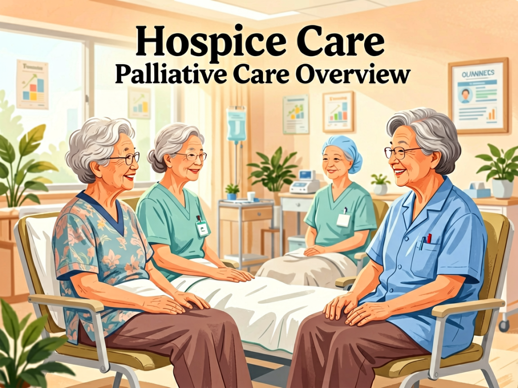 Senior health guide about Hospice Care and - medical illustration