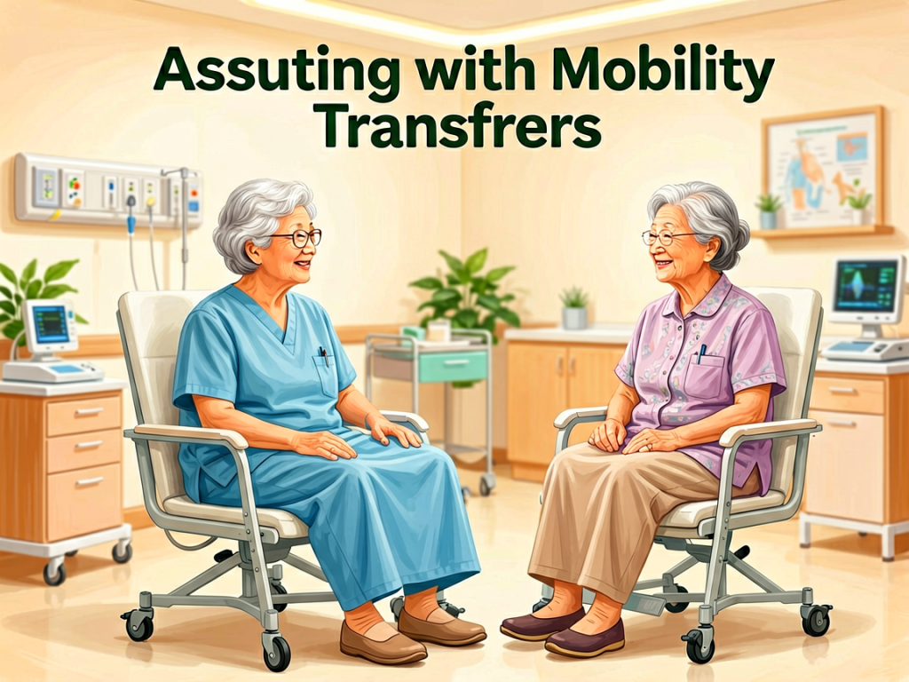 Senior health guide about Assisting with Mobility - medical illustration
