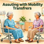 Senior health guide about Assisting with Mobility - medical illustration