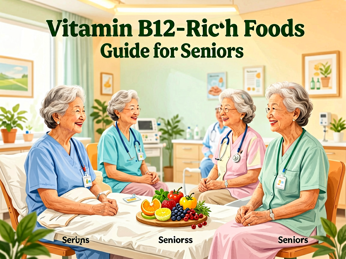 Senior health guide about Vitamin B12-Rich Foods - medical illustration