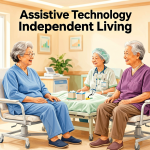 Senior health guide about Assistive Technology for - medical illustration