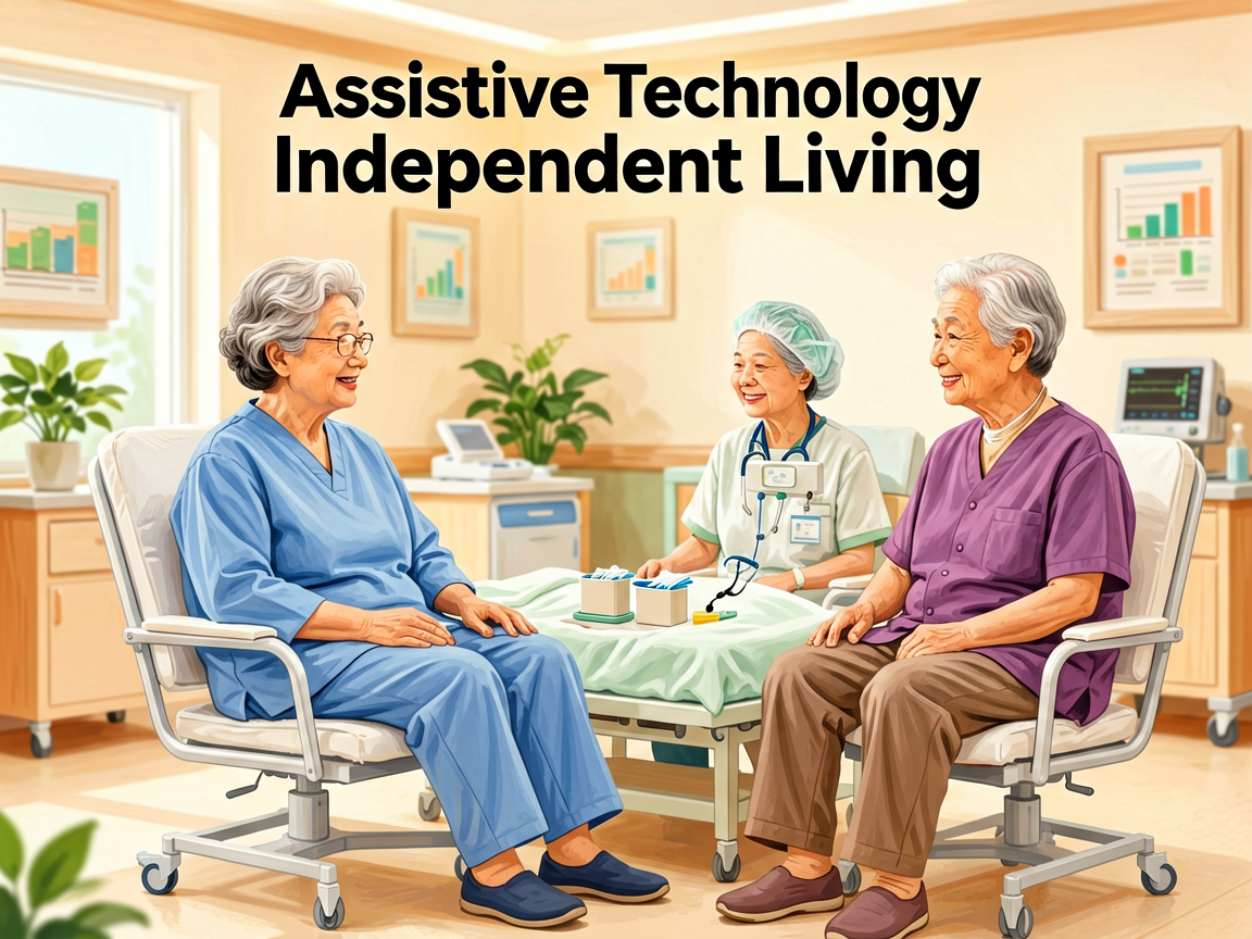 Senior health guide about Assistive Technology for - medical illustration