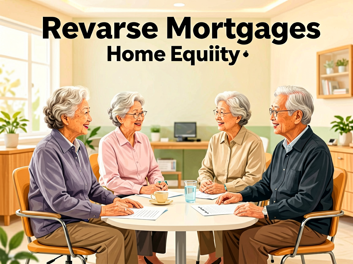 Senior health guide about Reverse Mortgages and - medical illustration