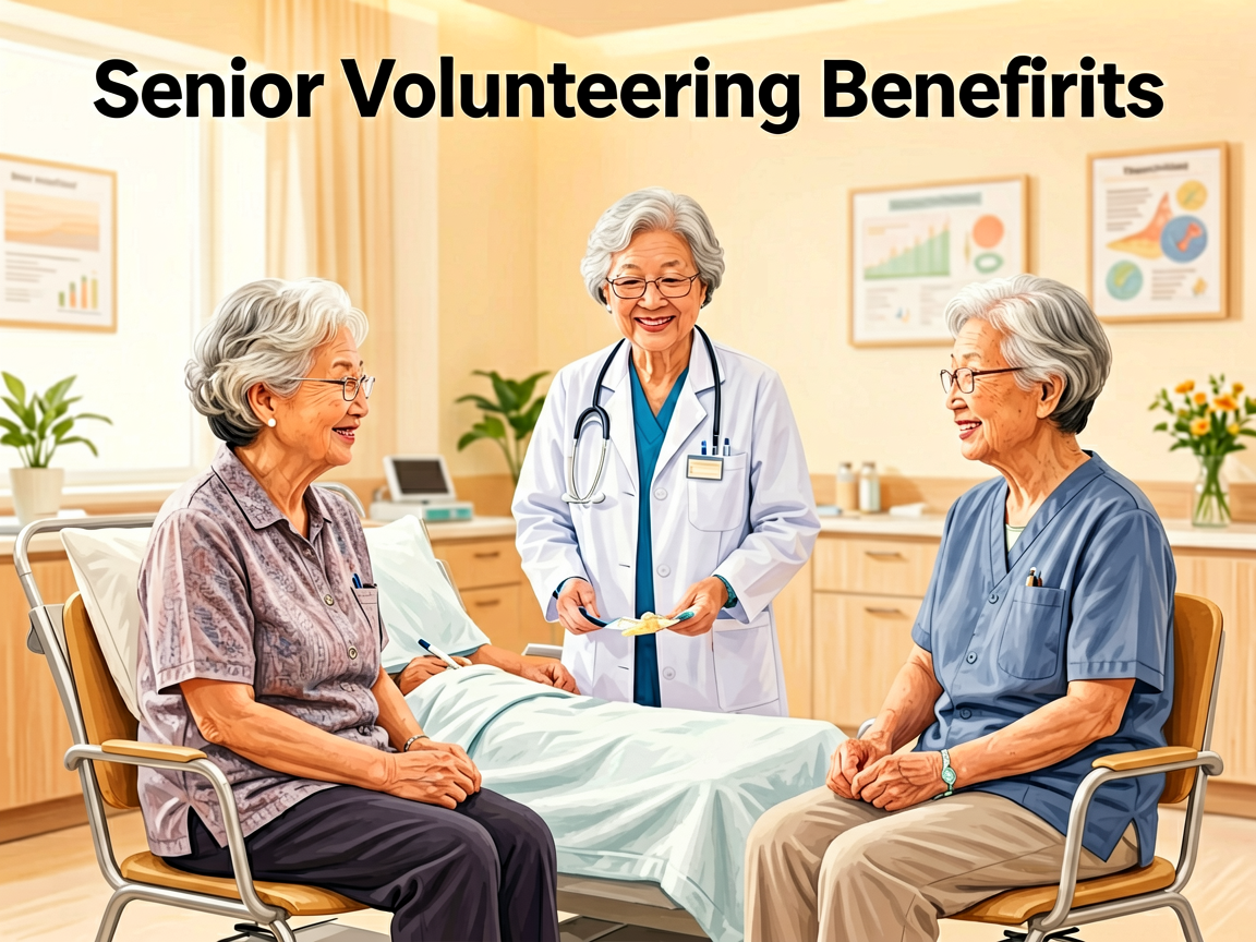 Senior health guide about Senior Volunteering Benefits - medical illustration