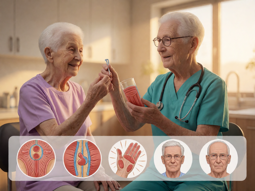 Senior health guide about Oral Health Daily - medical illustration
