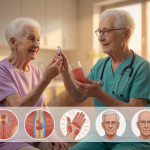 Senior health guide about Oral Health Daily - medical illustration