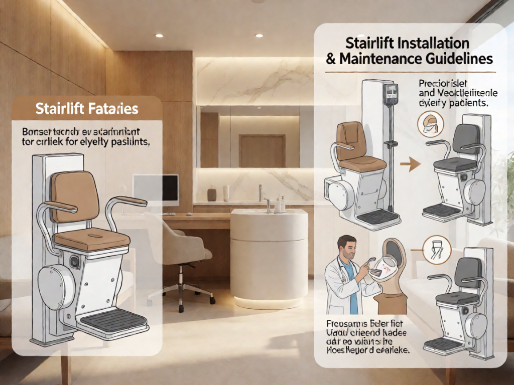 Senior health guide about Stairlift Installation and - medical illustration