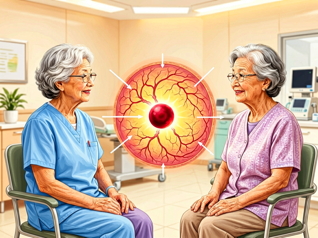 Senior health guide about Macular Degeneration in - medical illustration