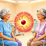Senior health guide about Macular Degeneration in - medical illustration