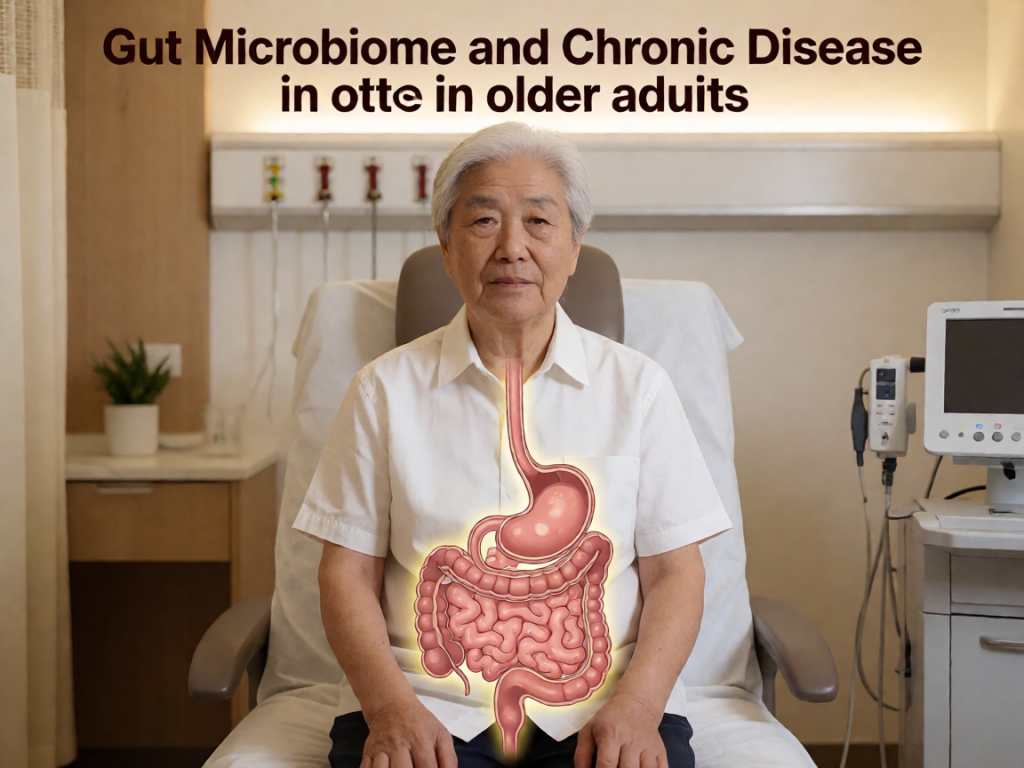 Senior health guide about Gut Microbiome and - medical illustration