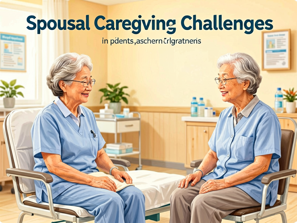 Senior health guide about Spousal Caregiving Challenges - medical illustration