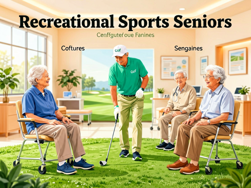 Senior health guide about Golf and Recreational - medical illustration