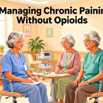 Senior health guide about Managing Chronic Pain - medical illustration