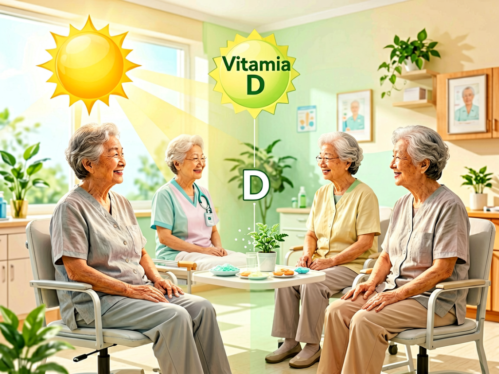 Senior health guide about Vitamin D and - medical illustration
