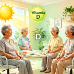 Senior health guide about Vitamin D and - medical illustration