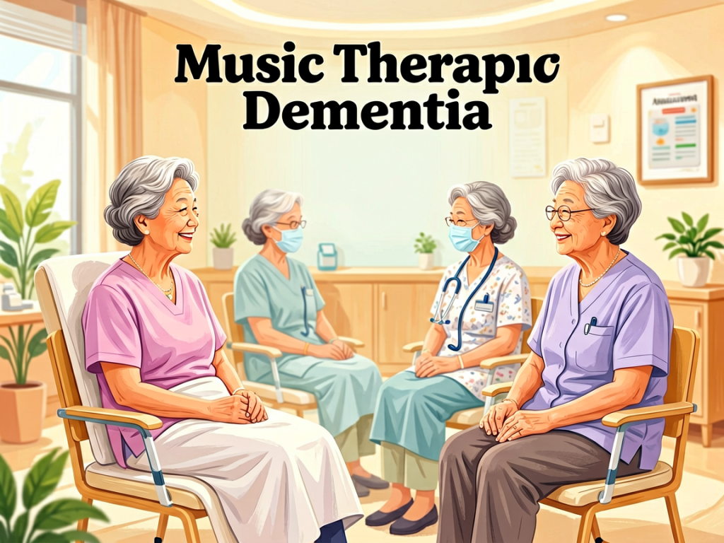 Senior health guide about Music Therapy for - medical illustration