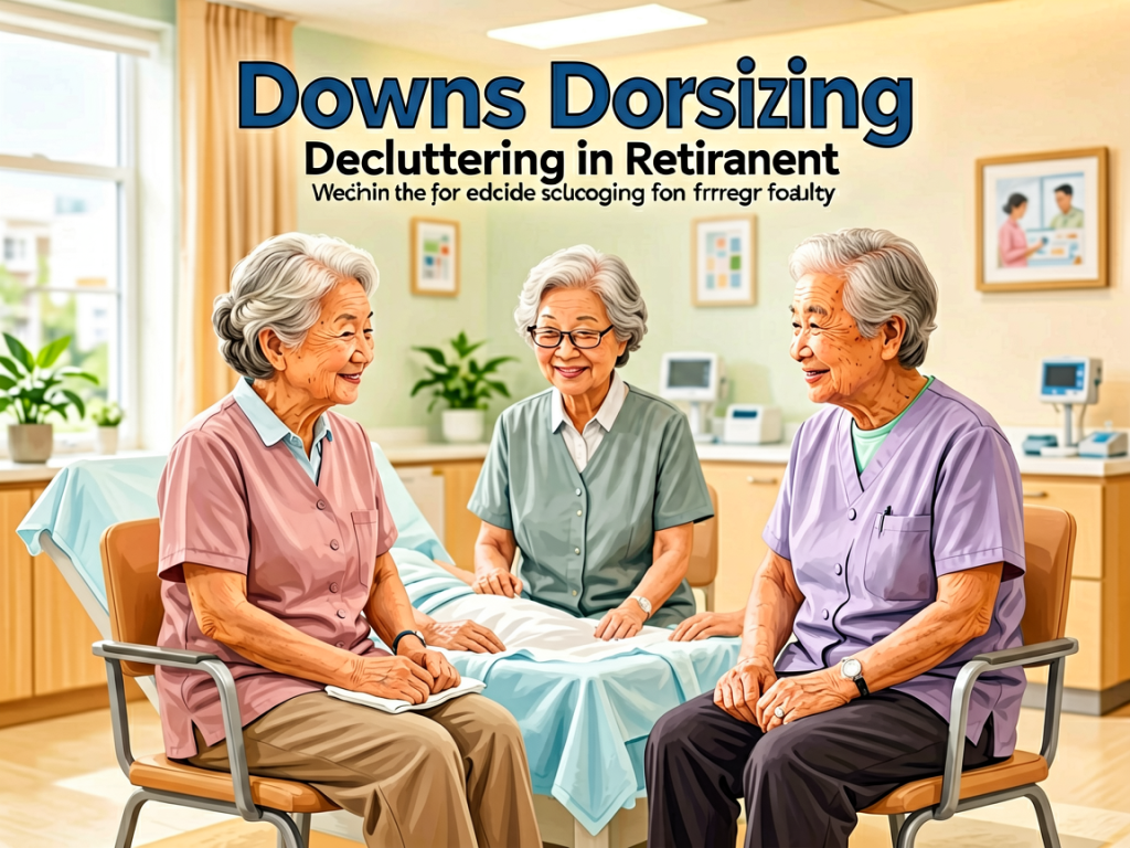 Senior health guide about Downsizing and Decluttering - medical illustration