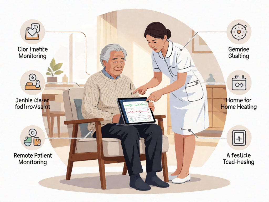Senior health guide about Remote Patient Monitoring - medical illustration