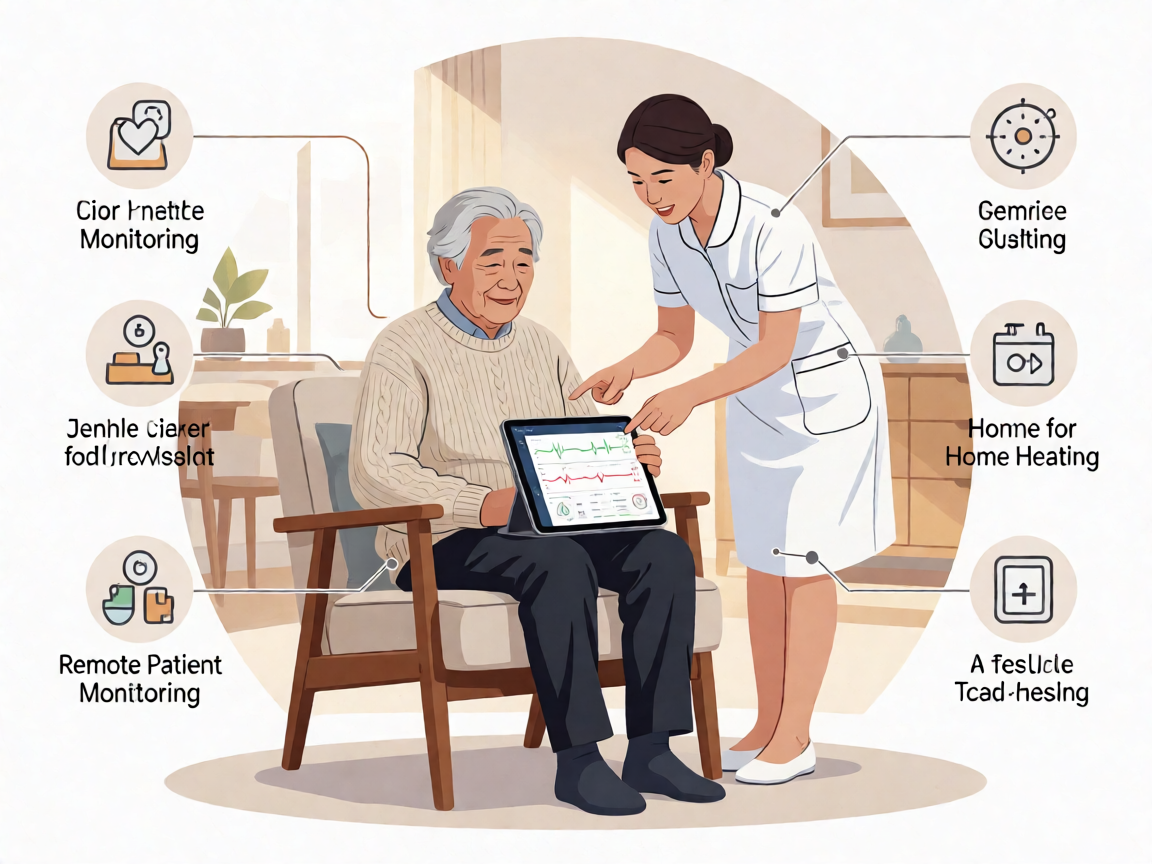 Senior health guide about Remote Patient Monitoring - medical illustration