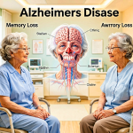 Senior health guide about Alzheimer's Disease and - medical illustration