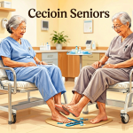 Senior health guide about Foot Care for - medical illustration