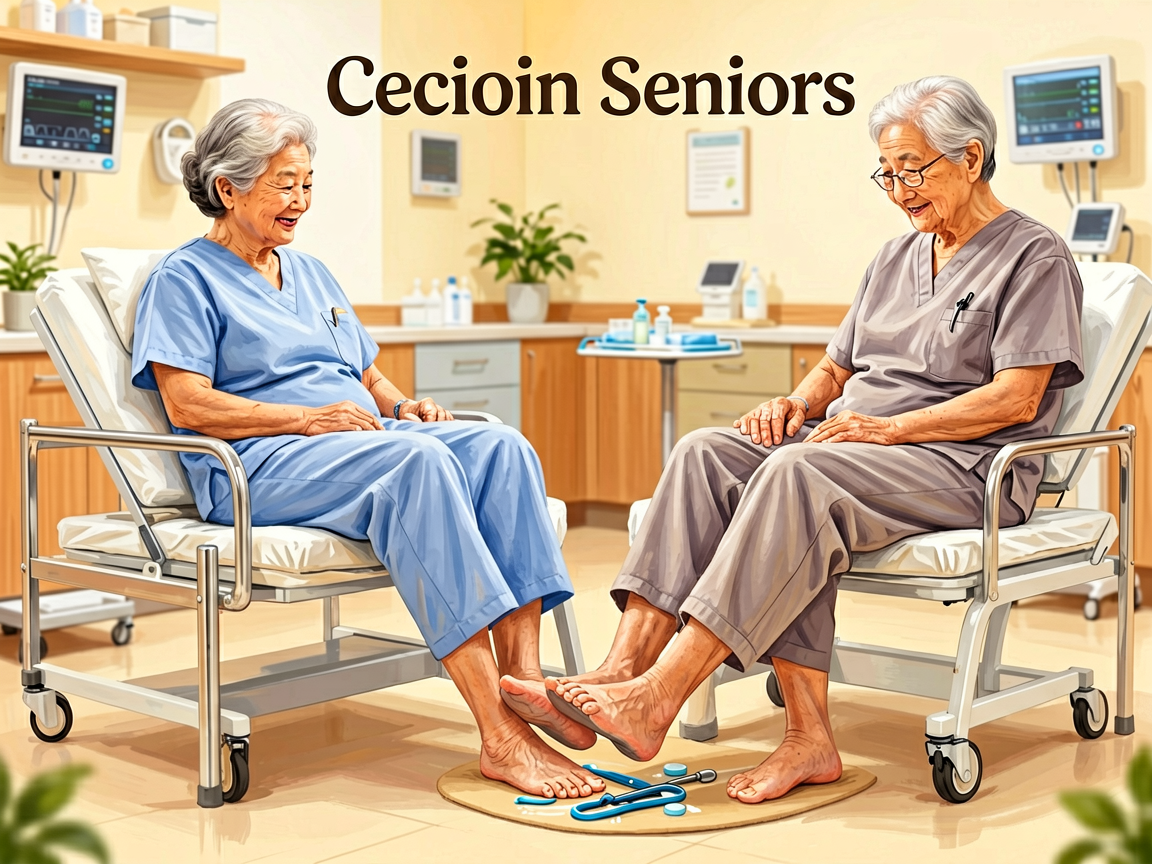 Senior health guide about Foot Care for - medical illustration