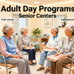 Senior health guide about Adult Day Programs - medical illustration