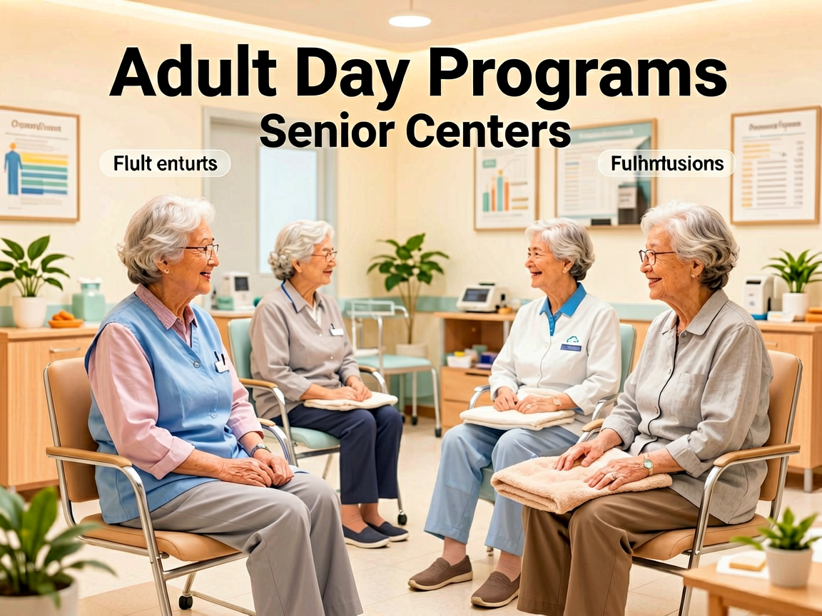 Senior health guide about Adult Day Programs - medical illustration