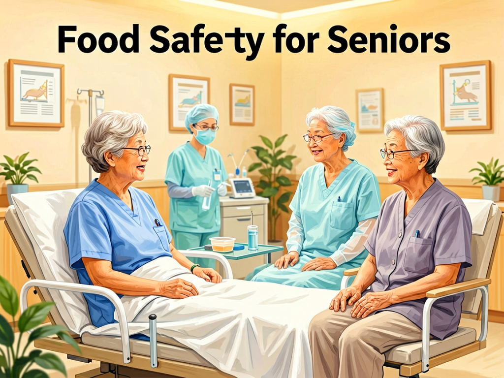 Senior health guide about Food Safety for - medical illustration