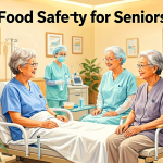 Senior health guide about Food Safety for - medical illustration