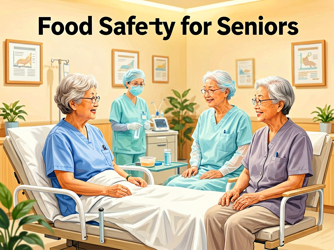 Senior health guide about Food Safety for - medical illustration