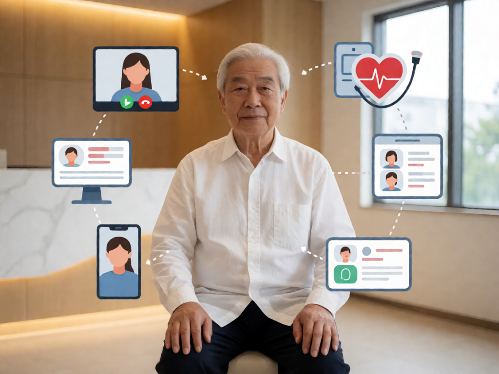 Senior health guide about Telehealth Benefits for - medical illustration