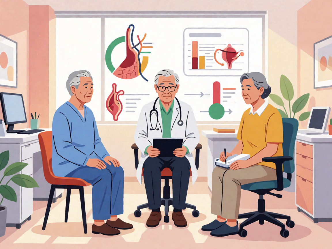 Senior health guide about Managing Multiple Chronic - medical illustration