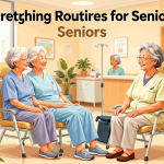 Senior health guide about Stretching Routines for - medical illustration