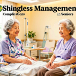 Senior health guide about Shingles Management and - medical illustration