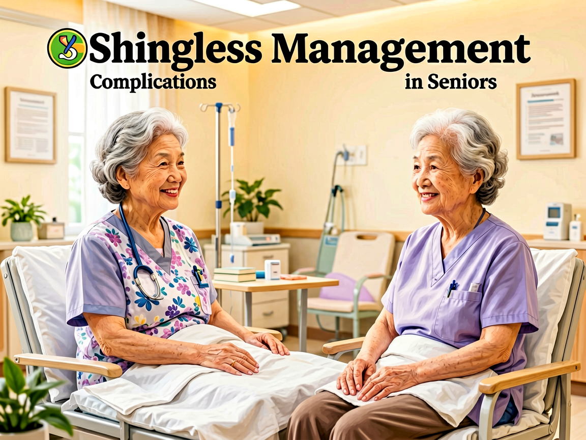 Senior health guide about Shingles Management and - medical illustration