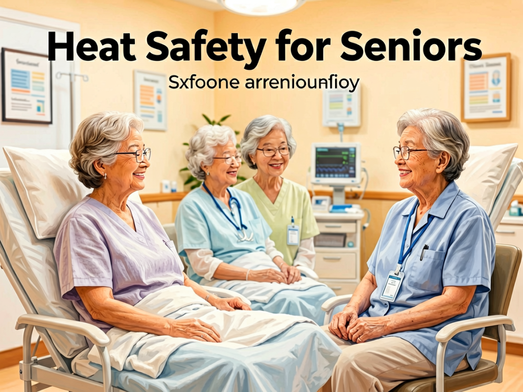 Senior health guide about Heat Safety for - medical illustration