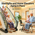 Senior health guide about Stairlifts and Home - medical illustration
