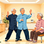 Senior health guide about Tai Chi for - medical illustration