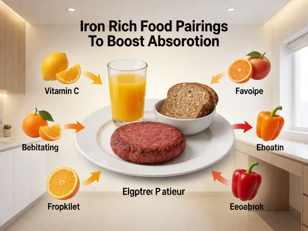 Senior health guide about Iron Rich Food - medical illustration
