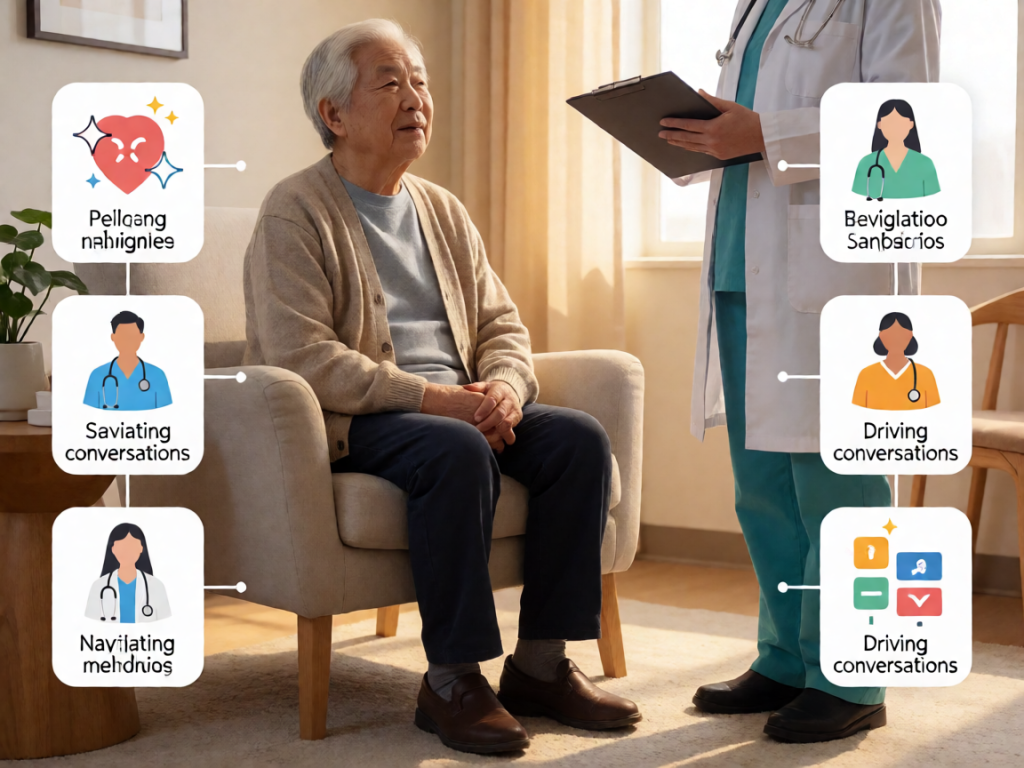 Senior health guide about Navigating Driving Conversations - medical illustration