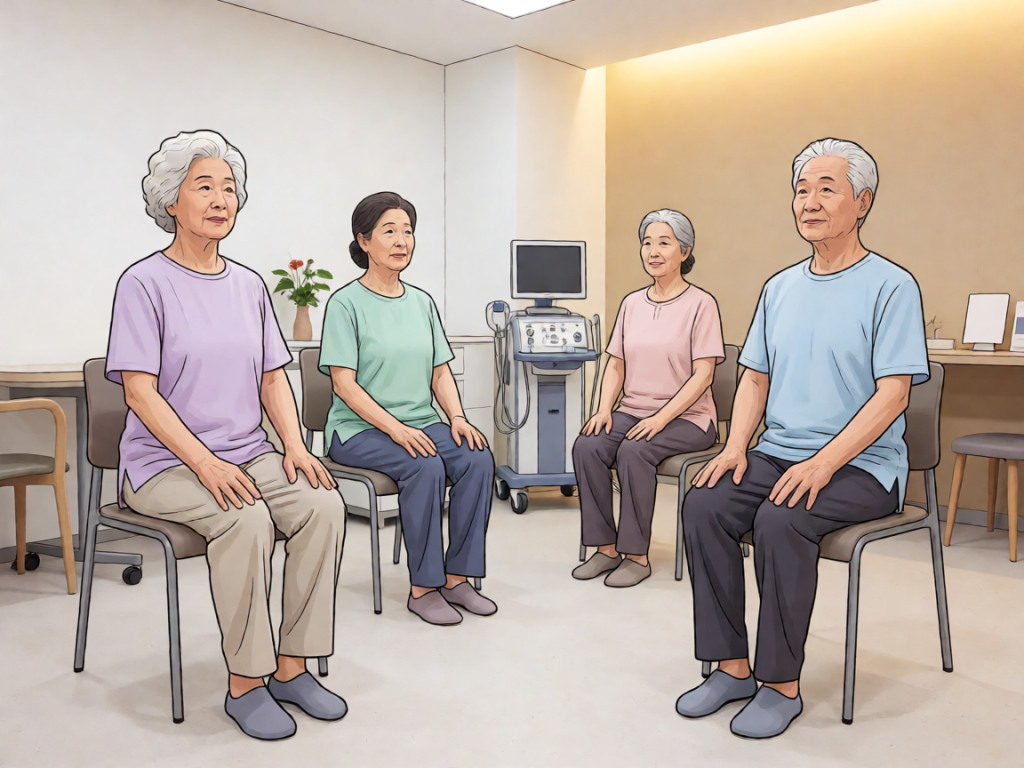 Senior health guide about Chair Yoga Flexibility - medical illustration