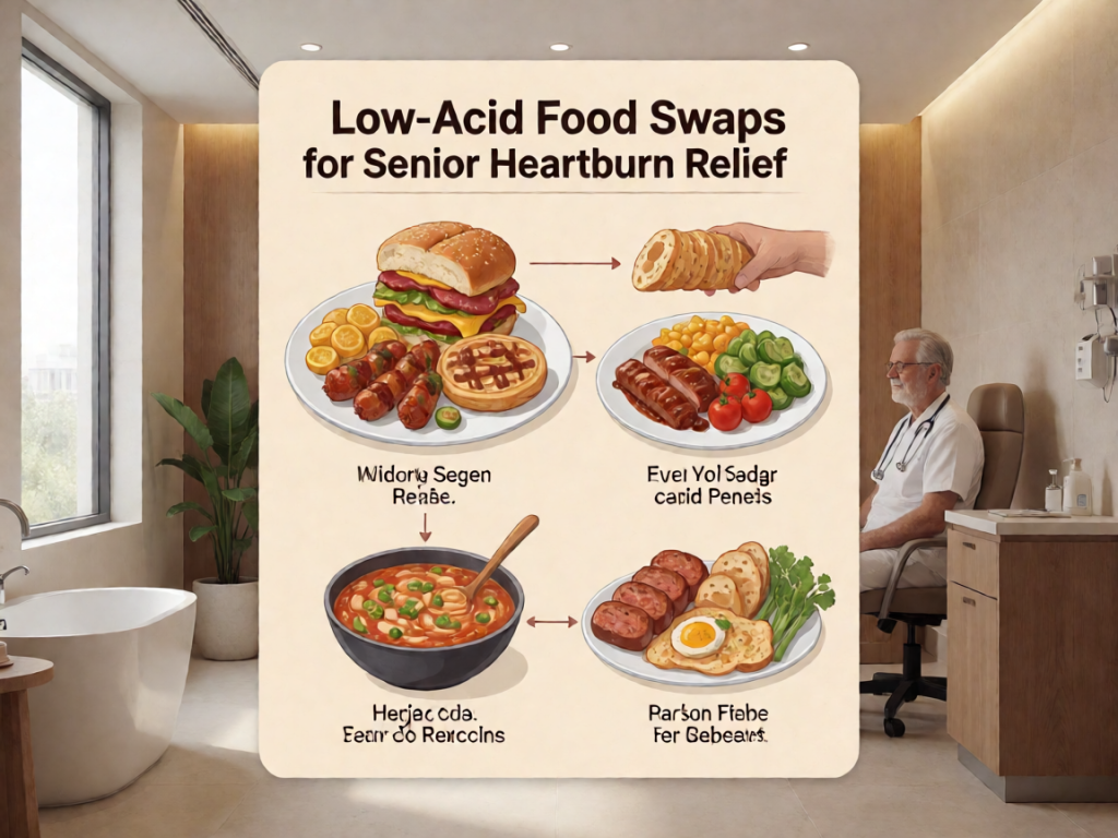 Senior health guide about Low-Acid Food Swaps - medical illustration